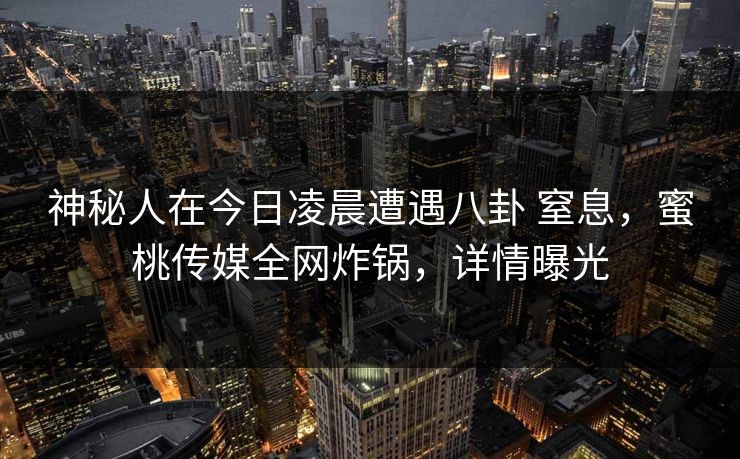 神秘人在今日凌晨遭遇八卦 窒息，蜜桃传媒全网炸锅，详情曝光